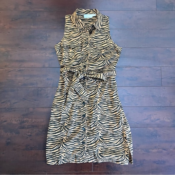 ANTHROPOLOGIE Maeve Tigresa Shirtdress Sleeveless Knee Length Tiger Print Size 6 - Picture 4 of 14